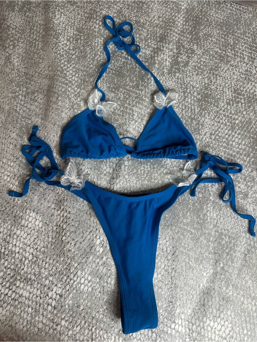 Nasty Gal Royal Blue Butterfly Tie-Side Bikini